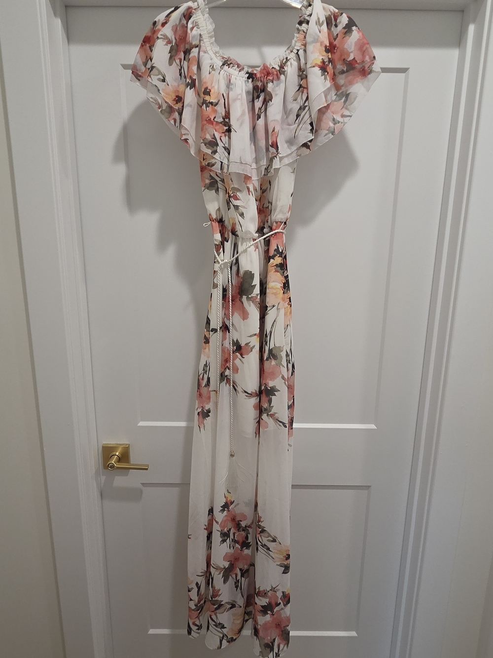 White House Black Market White Floral Off-Shoulder Maxi Dress